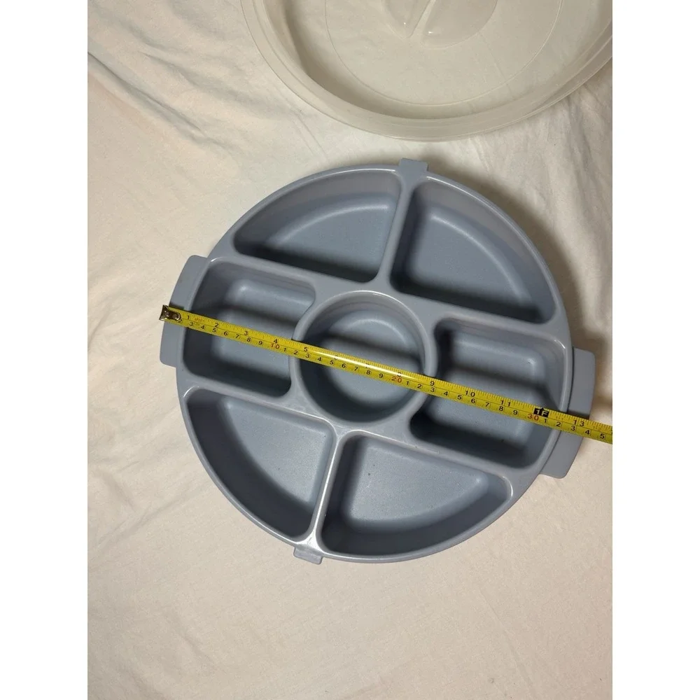 Rubbermaid Servin Saver 0259 Divided Holiday Party Tray Platter Blue With Lid